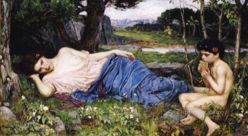  griega Pintura - Escuchando sus dulces flautas La mujer griega John William Waterhouse